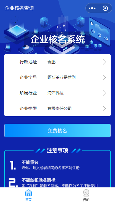 企业核名查询小程序模板